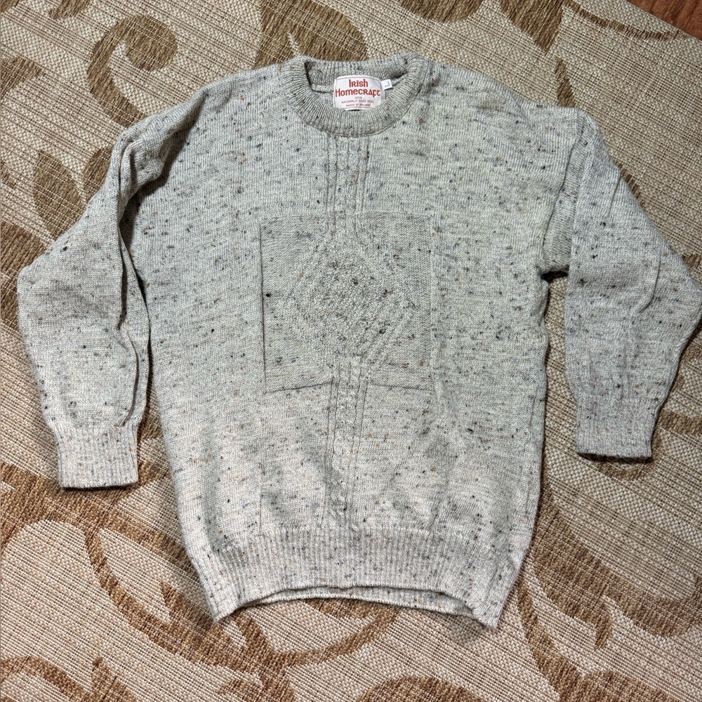 IRISH HOMECRAFT 100% Wool Sweater, Youth size large, women's Small